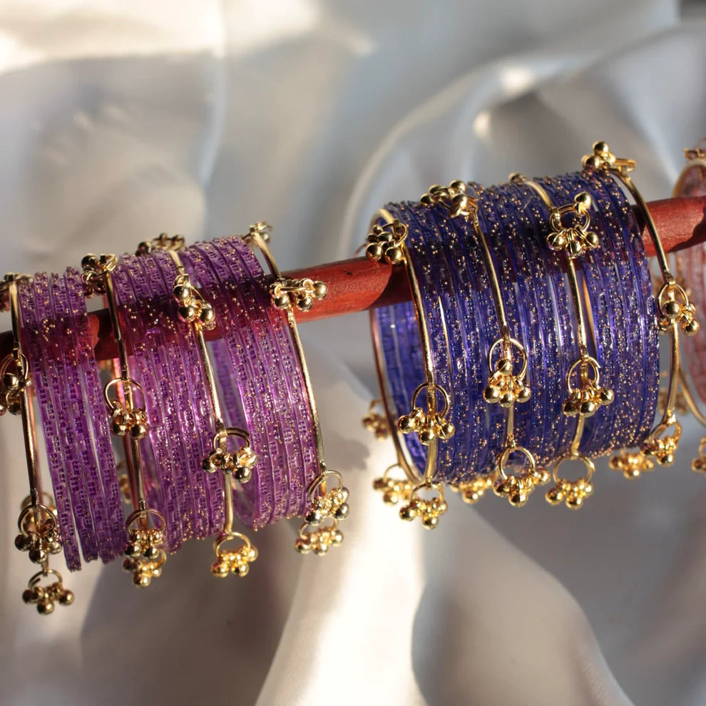 Kashmiri Golden Bangles with Glass Churiyaan